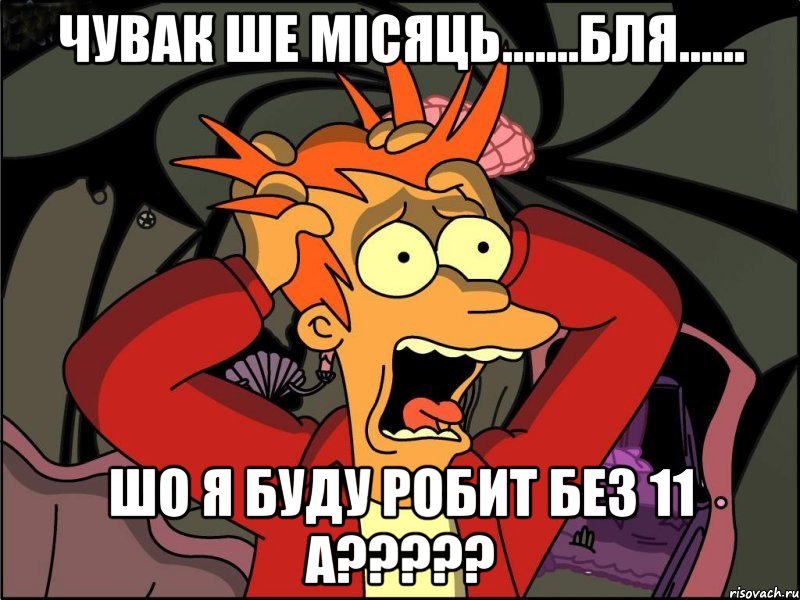 чувак ше місяць.......бля...... шо я буду робит без 11 а???, Мем Фрай в панике