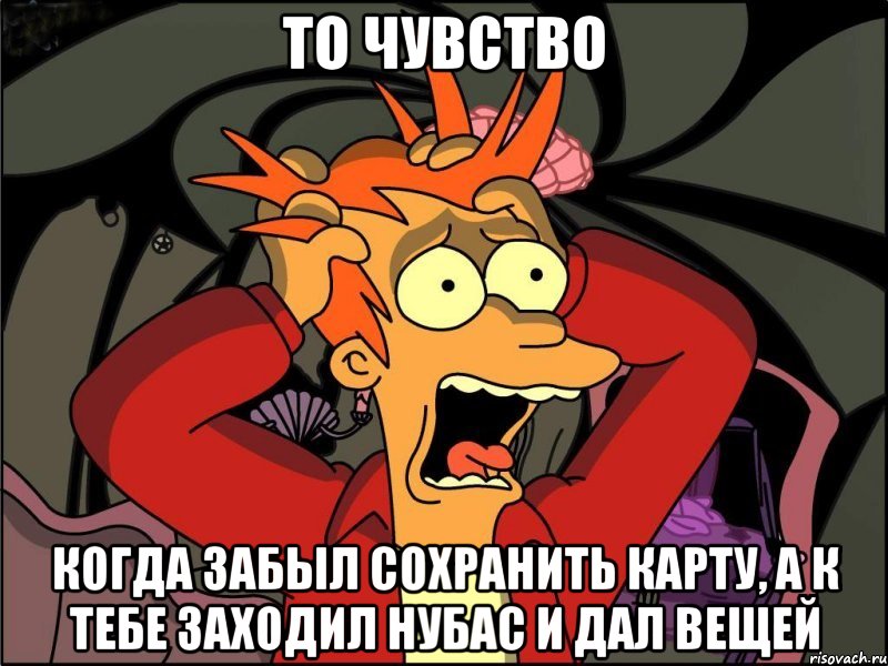 то чувство когда забыл сохранить карту, а к тебе заходил нубас и дал вещей, Мем Фрай в панике