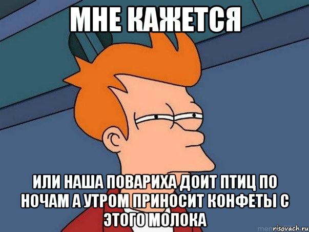 мне кажется или наша повариха доит птиц по ночам а утром приносит конфеты с этого молока, Мем  Фрай (мне кажется или)