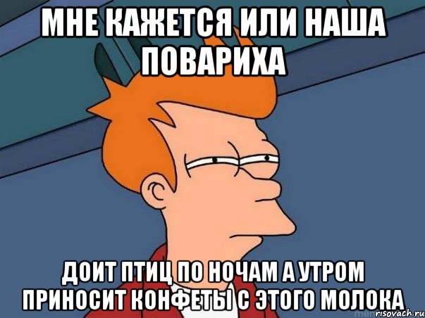 мне кажется или наша повариха доит птиц по ночам а утром приносит конфеты с этого молока, Мем  Фрай (мне кажется или)