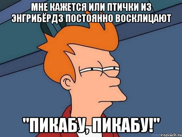 мне кажется или птички из энгрибёрдз постоянно восклицают "пикабу, пикабу!", Мем  Фрай (мне кажется или)