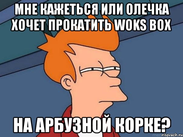 мне кажеться или олечка хочет прокатить woks box на арбузной корке?, Мем  Фрай (мне кажется или)