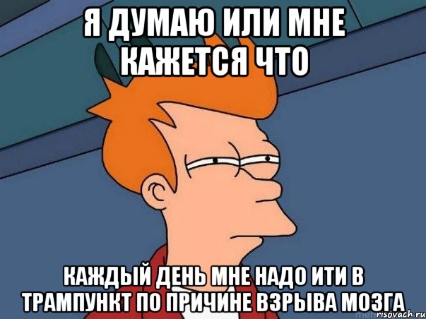 я думаю или мне кажется что каждый день мне надо ити в трампункт по причине взрыва мозга, Мем  Фрай (мне кажется или)