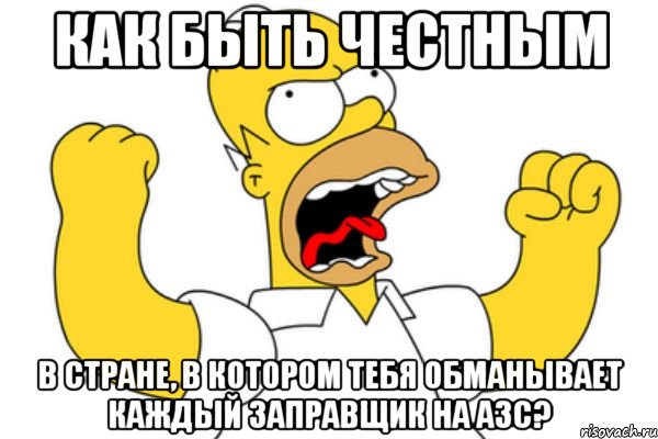 как быть честным в стране, в котором тебя обманывает каждый заправщик на азс?, Мем Разъяренный Гомер