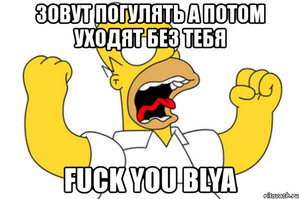 зовут погулять а потом уходят без тебя fuck you blya, Мем Разъяренный Гомер