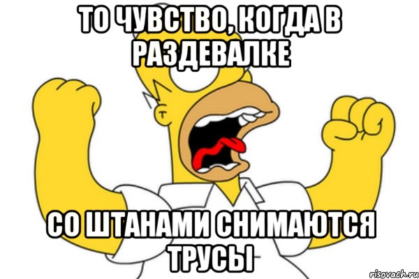 то чувство, когда в раздевалке со штанами снимаются трусы, Мем Разъяренный Гомер