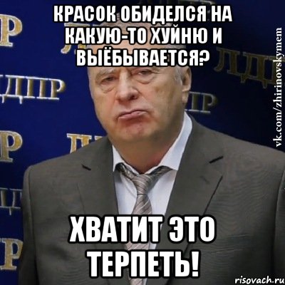 красок обиделся на какую-то хуйню и выёбывается? хватит это терпеть!, Мем Хватит это терпеть (Жириновский)