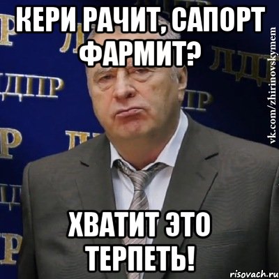 кери рачит, сапорт фармит? хватит это терпеть!, Мем Хватит это терпеть (Жириновский)