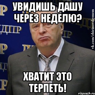 увидишь дашу через неделю? хватит это терпеть!, Мем Хватит это терпеть (Жириновский)