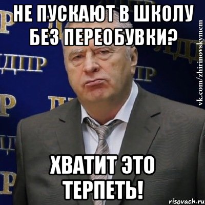 не пускают в школу без переобувки? хватит это терпеть!, Мем Хватит это терпеть (Жириновский)