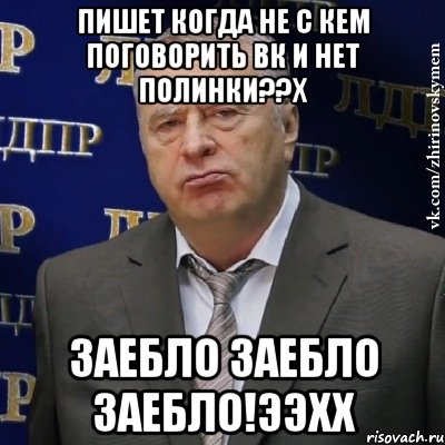 пишет когда не с кем поговорить вк и нет полинки??x заебло заебло заебло!ээхх, Мем Хватит это терпеть (Жириновский)