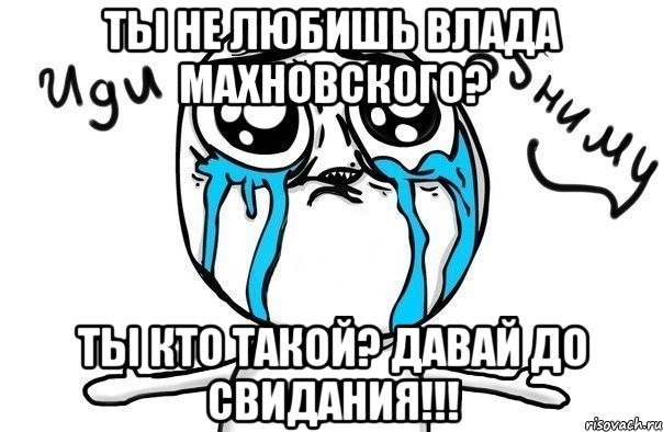 ты не любишь влада махновского? ты кто такой? давай до свидания!!!, Мем Иди обниму