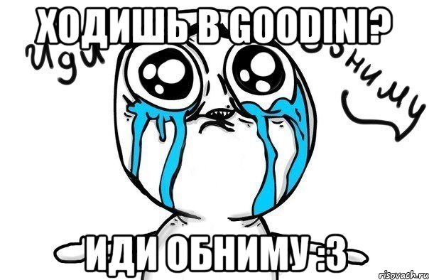 ходишь в goodini? иди обниму :3, Мем Иди обниму