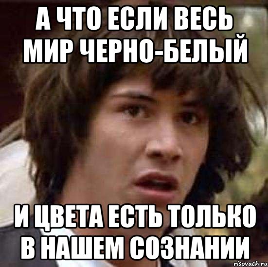 а что если весь мир черно-белый и цвета есть только в нашем сознании, Мем А что если (Киану Ривз)