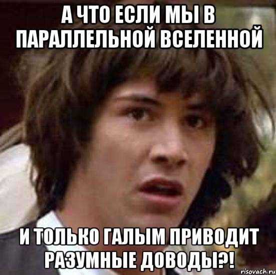 а что если мы в параллельной вселенной и только галым приводит разумные доводы?!, Мем А что если (Киану Ривз)