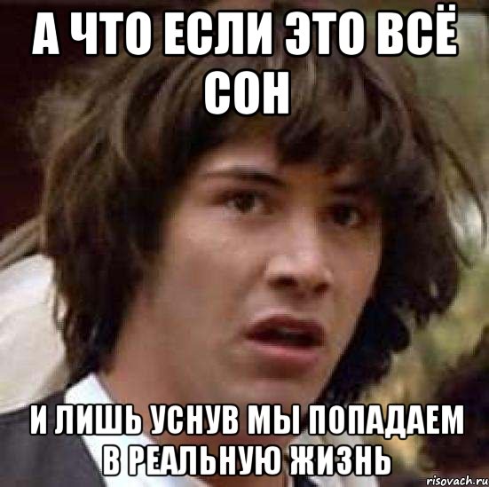 а что если это всё сон и лишь уснув мы попадаем в реальную жизнь, Мем А что если (Киану Ривз)