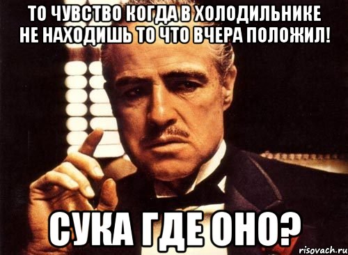 то чувство когда в холодильнике не находишь то что вчера положил! сука где оно?, Мем крестный отец