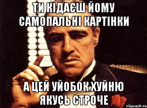 ти кідаєш йому самопальні картінки а цей уйобок хуйню якусь строче, Мем крестный отец