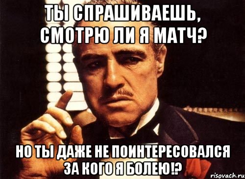 ты спрашиваешь, смотрю ли я матч? но ты даже не поинтересовался за кого я болею!?, Мем крестный отец