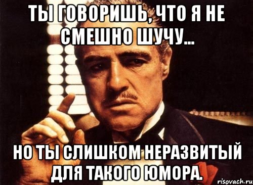 ты говоришь, что я не смешно шучу... но ты слишком неразвитый для такого юмора., Мем крестный отец