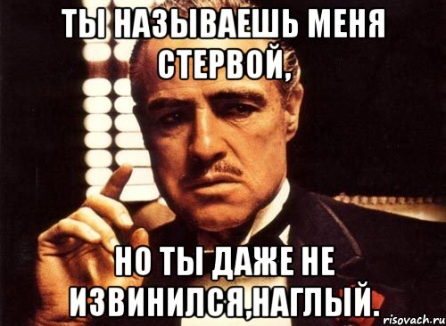 ты называешь меня стервой, но ты даже не извинился,наглый., Мем крестный отец