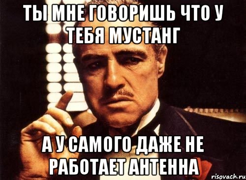 ты мне говоришь что у тебя мустанг а у самого даже не работает антенна, Мем крестный отец