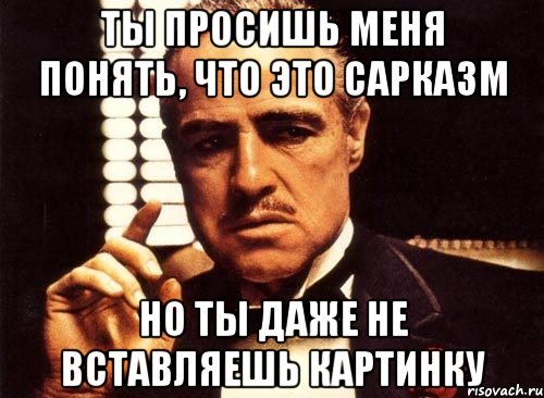 ты просишь меня понять, что это сарказм но ты даже не вставляешь картинку, Мем крестный отец