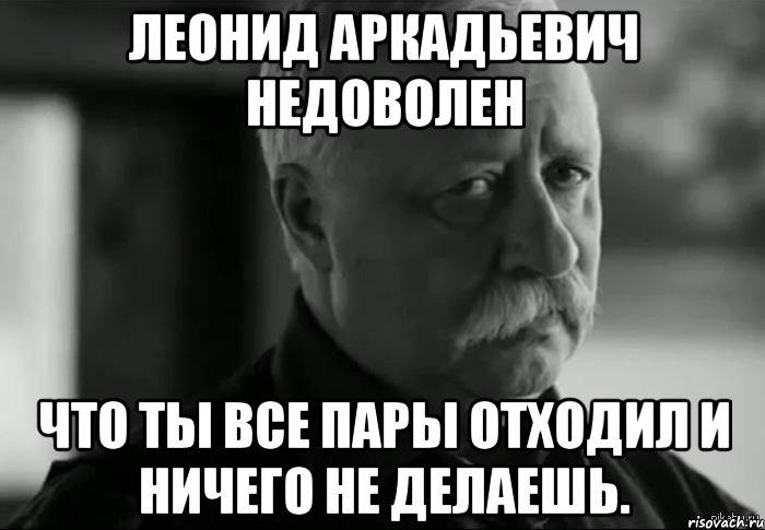 леонид аркадьевич недоволен что ты все пары отходил и ничего не делаешь., Мем Не расстраивай Леонида Аркадьевича