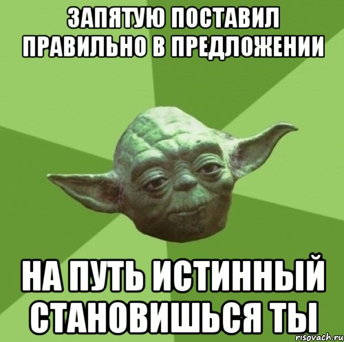 запятую поставил правильно в предложении на путь истинный становишься ты, Мем Мастер Йода