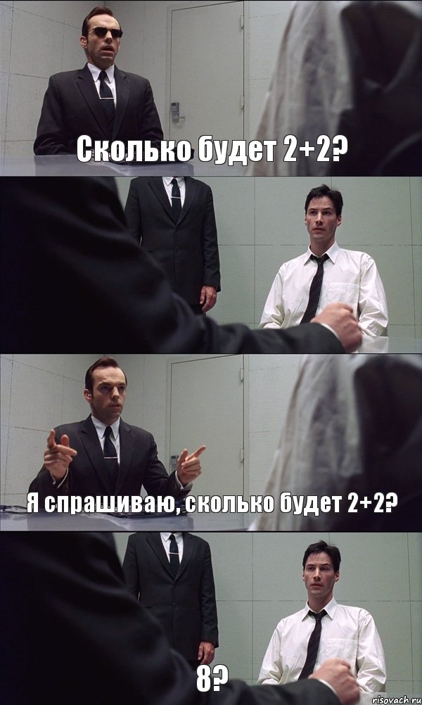 Сколько будет 2+2?  Я спрашиваю, сколько будет 2+2? 8?