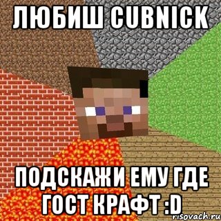 любиш cubnick подскажи ему где гост крафт :d, Мем Миникрафтер