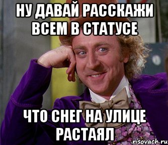 ну давай расскажи всем в статусе что снег на улице растаял, Мем мое лицо