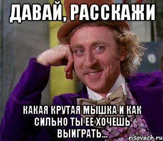 давай, расскажи какая крутая мышка и как сильно ты ее хочешь выиграть..., Мем мое лицо