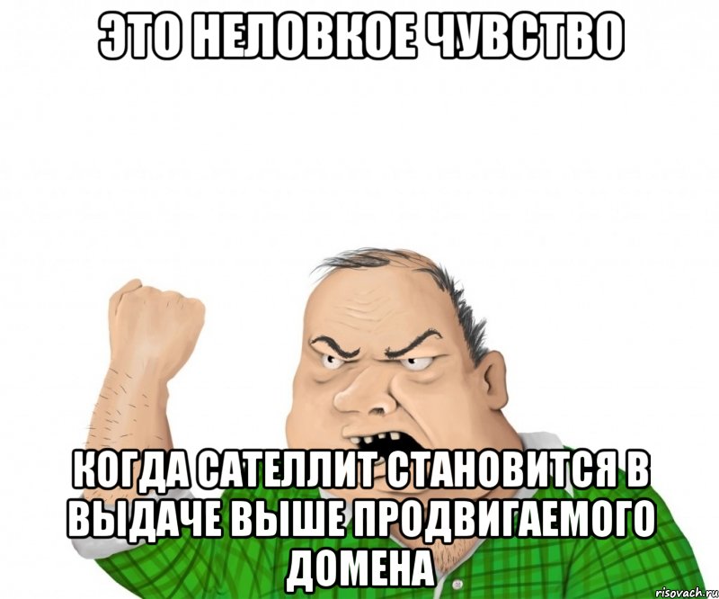 это неловкое чувство когда сателлит становится в выдаче выше продвигаемого домена, Мем мужик