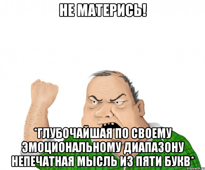 не матерись! *глубочайшая по своему эмоциональному диапазону непечатная мысль из пяти букв*, Мем мужик