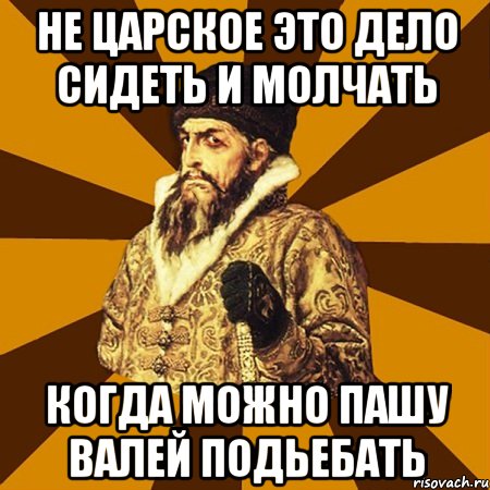 не царское это дело сидеть и молчать когда можно пашу валей подьебать, Мем Не царское это дело