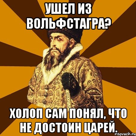 ушел из вольфстагра? холоп сам понял, что не достоин царей., Мем Не царское это дело