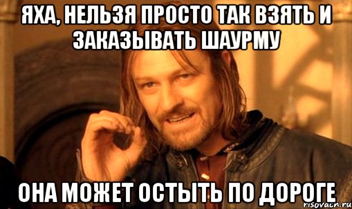 яха, нельзя просто так взять и заказывать шаурму она может остыть по дороге, Мем Нельзя просто так взять и (Боромир мем)