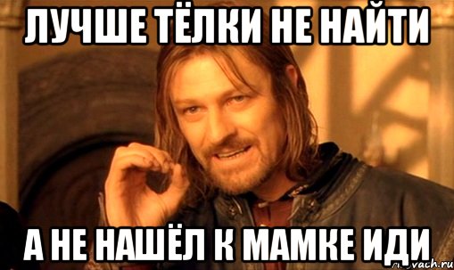 лучше тёлки не найти а не нашёл к мамке иди, Мем Нельзя просто так взять и (Боромир мем)