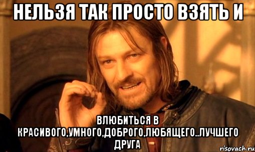 нельзя так просто взять и влюбиться в красивого,умного,доброго,любящего..лучшего друга, Мем Нельзя просто так взять и (Боромир мем)