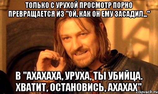 только с урухой просмотр порно превращается из "ой, как он ему засадил..." в "ахахаха, уруха, ты убийца. хватит, остановись, ахахах", Мем Нельзя просто так взять и (Боромир мем)