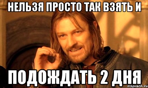 нельзя просто так взять и подождать 2 дня, Мем Нельзя просто так взять и (Боромир мем)