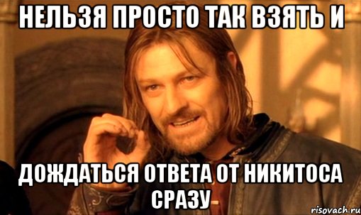 нельзя просто так взять и дождаться ответа от никитоса сразу, Мем Нельзя просто так взять и (Боромир мем)