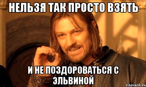 нельзя так просто взять и не поздороваться с эльвиной, Мем Нельзя просто так взять и (Боромир мем)