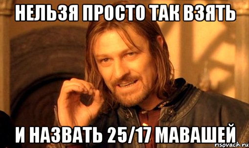 нельзя просто так взять и назвать 25/17 мавашей, Мем Нельзя просто так взять и (Боромир мем)