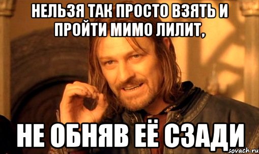 нельзя так просто взять и пройти мимо лилит, не обняв её сзади, Мем Нельзя просто так взять и (Боромир мем)