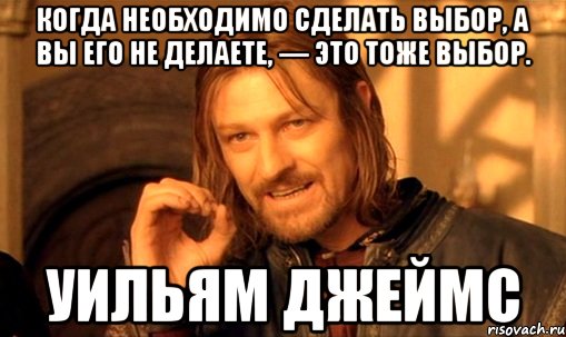 когда необходимо сделать выбор, а вы его не делаете, — это тоже выбор. уильям джеймс, Мем Нельзя просто так взять и (Боромир мем)