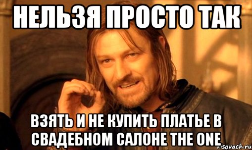 нельзя просто так взять и не купить платье в свадебном салоне the one, Мем Нельзя просто так взять и (Боромир мем)