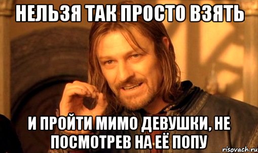 нельзя так просто взять и пройти мимо девушки, не посмотрев на её попу, Мем Нельзя просто так взять и (Боромир мем)