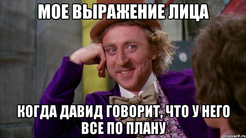 мое выражение лица когда давид говорит, что у него все по плану, Мем Ну давай расскажи (Вилли Вонка)